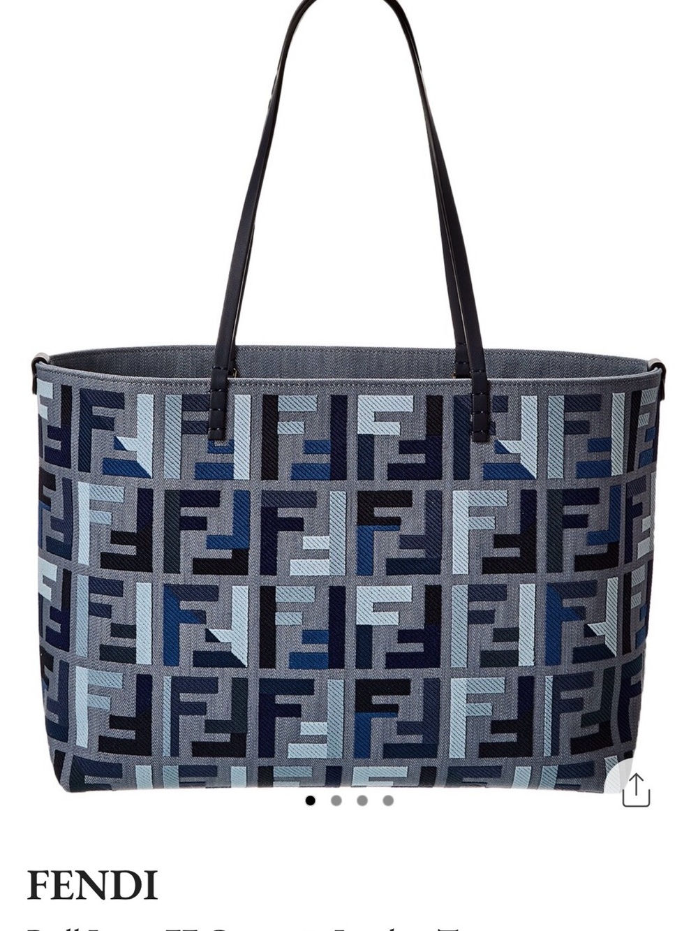 Fendi Roll FF Canva’s and Leather Blue Logo Tote Bag